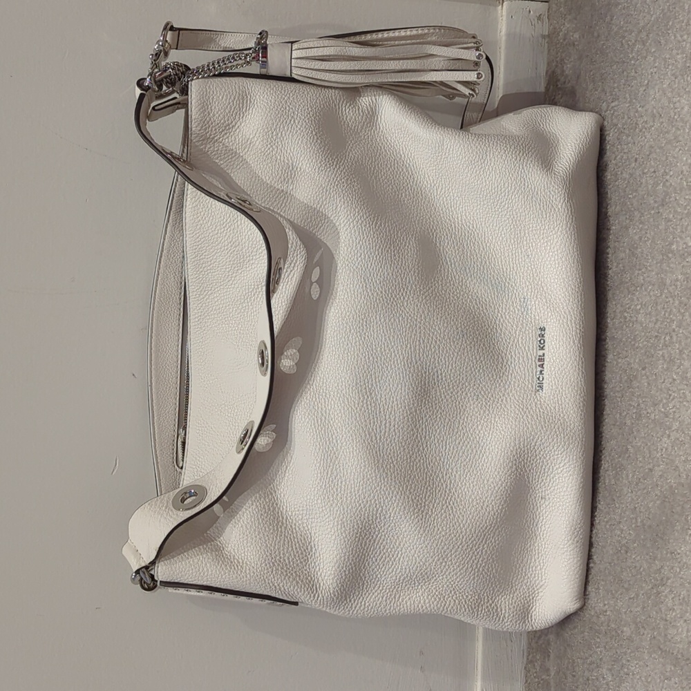 White Michael Kors Leather Shoulder Bag